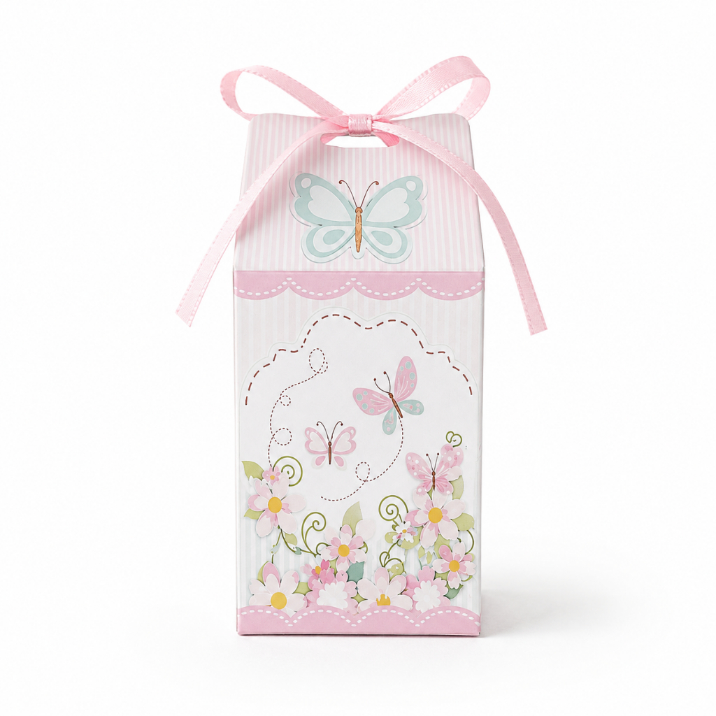 Caixa Milk Personalizada Jardim das Borboletas Rosa | Lembrancinha Aniversário Infantil Menina | Festa Borboleta