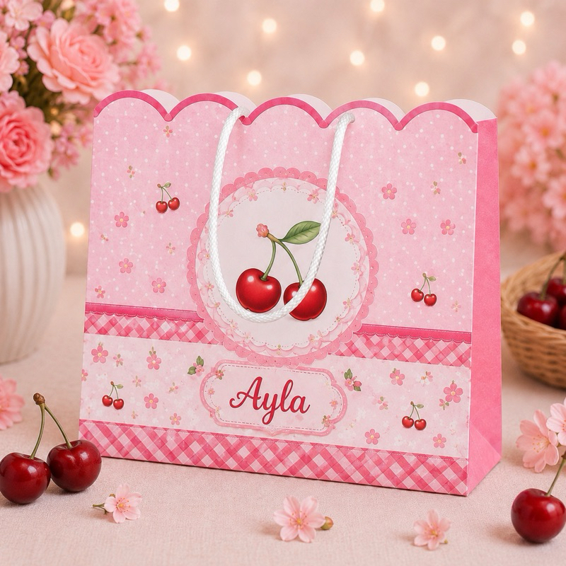 Sacolinha Personalizada Cereja Cerejinha Lembrancinhas | Aniversário | Mesversario | Eventos