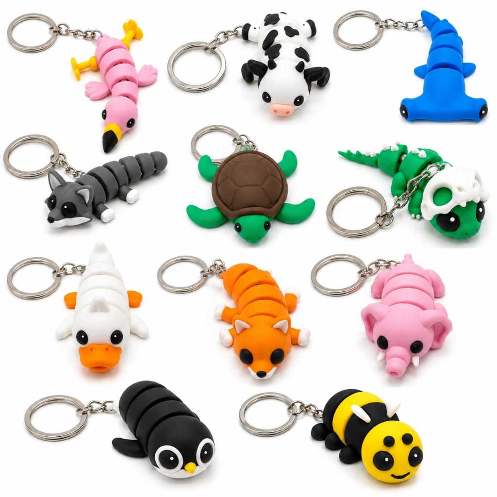 Chaveiro de Bichinhos Articulados Animais Fofos Colecionáveis para Mochila Bolsa Chaves Natal natalino criança