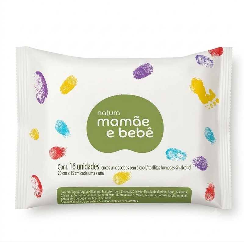 Lenço Umedecido  Mamãe e Bebê 16 Unidades (20x15cm) - Sem Álcool / Pele Delicada Original