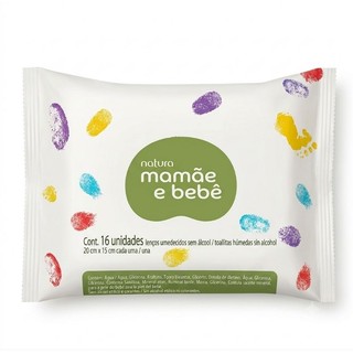 Lenço Umedecido  Mamãe e Bebê 16 Unidades (20x15cm) - Sem Álcool / Pele Delicada Original