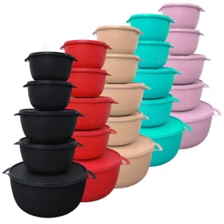 Kit 5 Potes Bowl Redondos com Tampa BPA Free para Mantimentos, Freezer e Micro-ondas