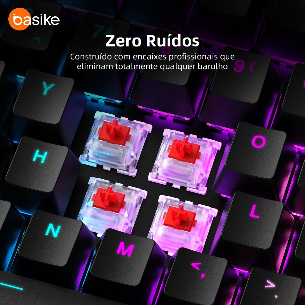 Kivee X Basike Teclado Gamer Semi Mecânico ABNT2 RGB Retroiluminado Anti-Ghosting Multimídia USB PC KEY310 · foto 2