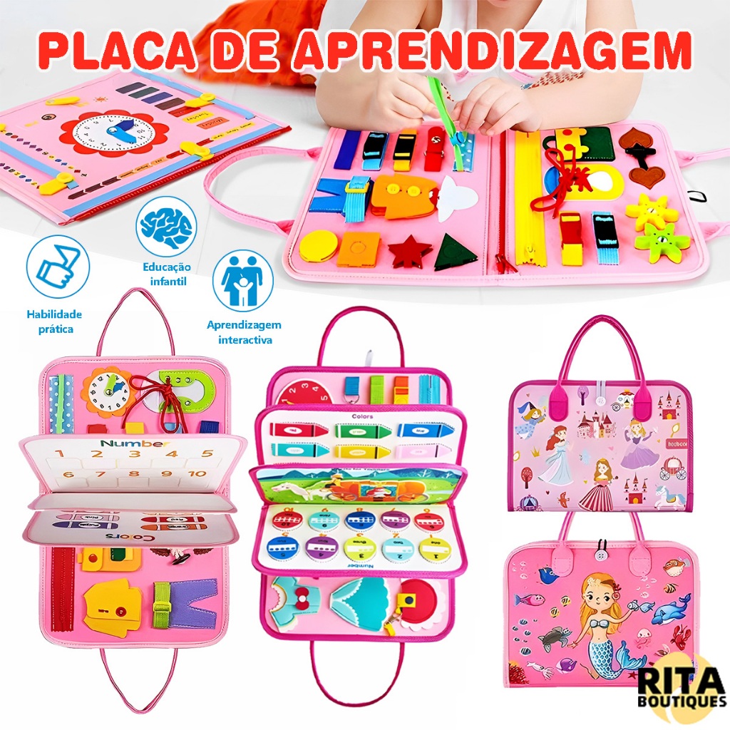 Montessori Busy Board Para Crianças Brinquedos Sensorial Maleta Educativa Brinquedo Motoras Livro
