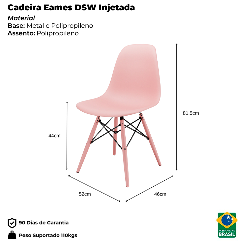 Cadeira Eames Rosa em Polipropileno para Home Office Penteadeira Quarto e Sala · foto 2