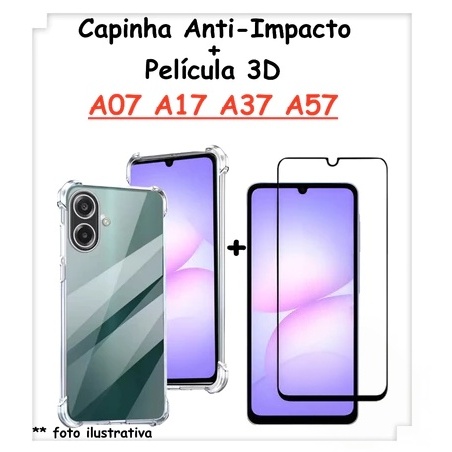 Capa Capinha + Película Vidro 3D Para Samsung Galaxy A07/A17/A37/A57 Vários Modelos