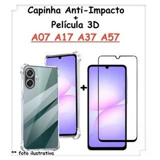 Capa Capinha + Película Vidro 3D Para Samsung Galaxy A07/A17/A37/A57 Vários Modelos