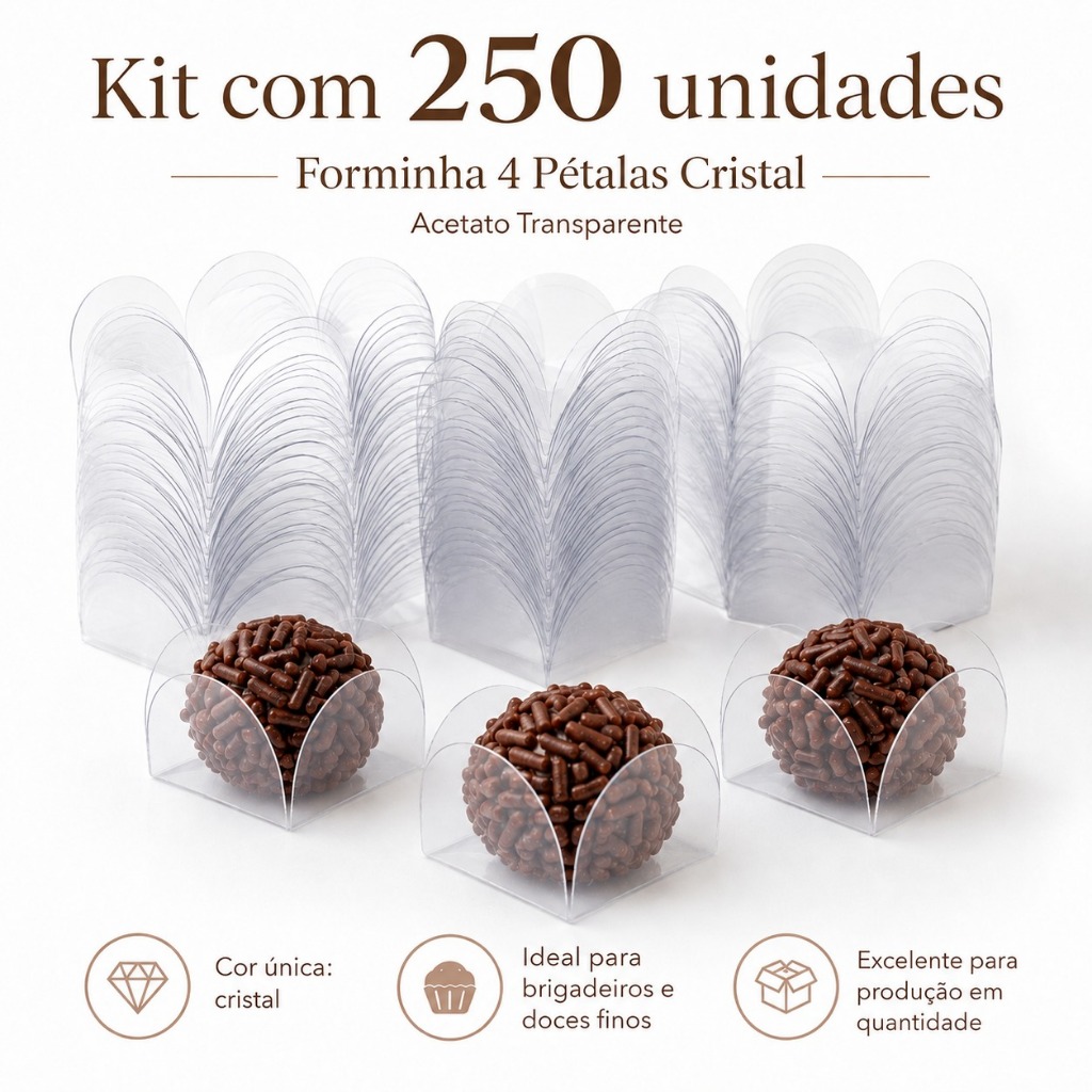 Kit 250 Forminhas 4 Pétalas Doces Finos Festa Casamento Aniversário