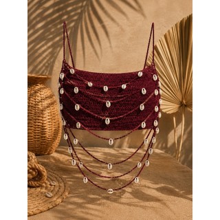 Top em Crochê EQUILIBRIUM com Búzios Cropped em Crochê Blusa de Crochet