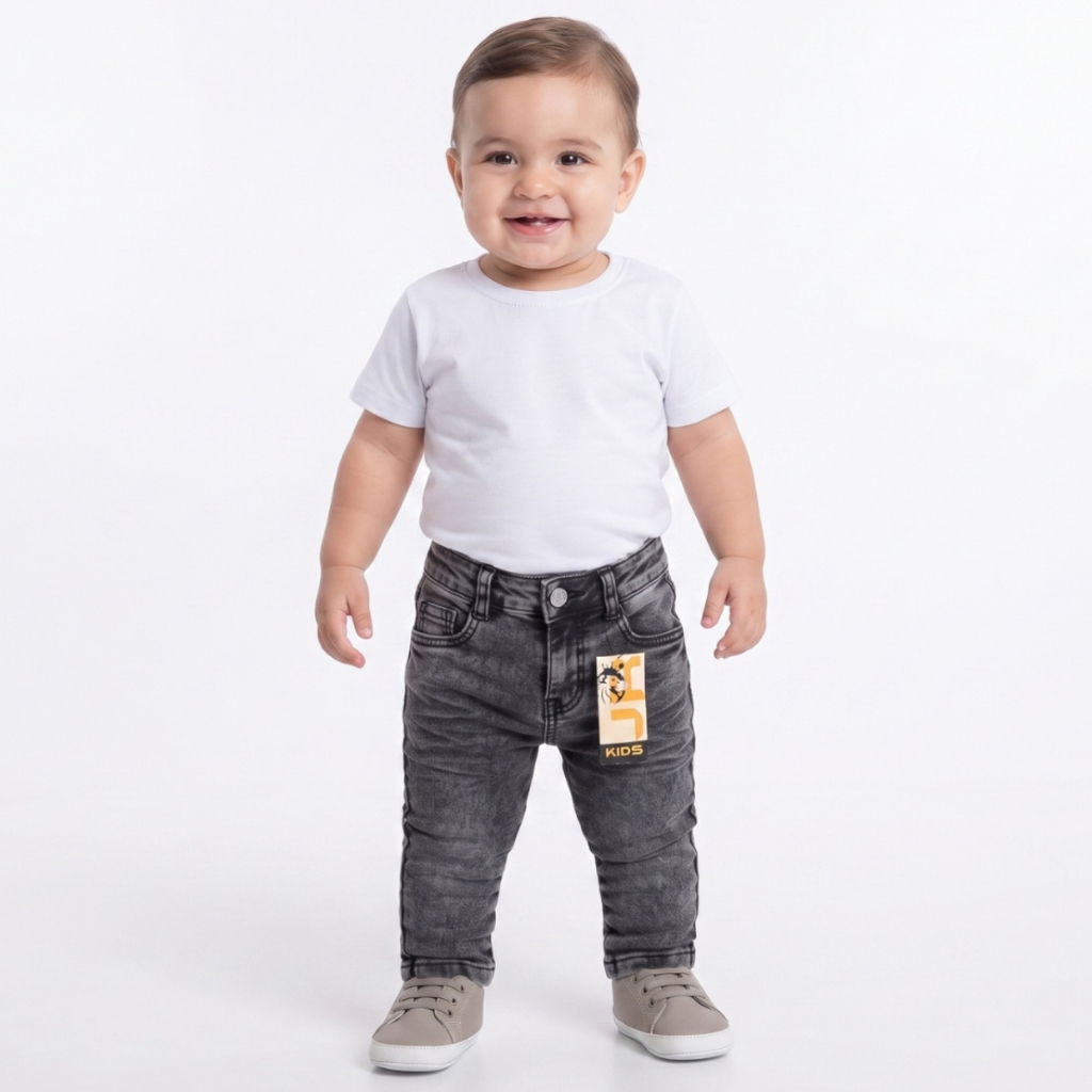 Calça bebe jeans e de sarja menino com laycra 0 a 12 meses