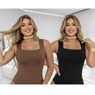 Blusa Regata Feminina Suplex com Decote Quadrado Moderno