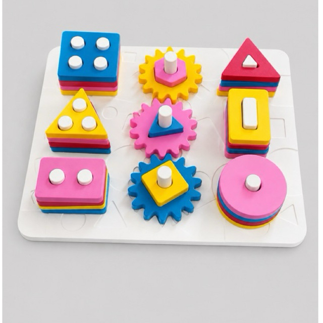 Montessori Geométrico Educativo Infantil de Formas e cores| Brinquedo de Encaixe e Coordenação