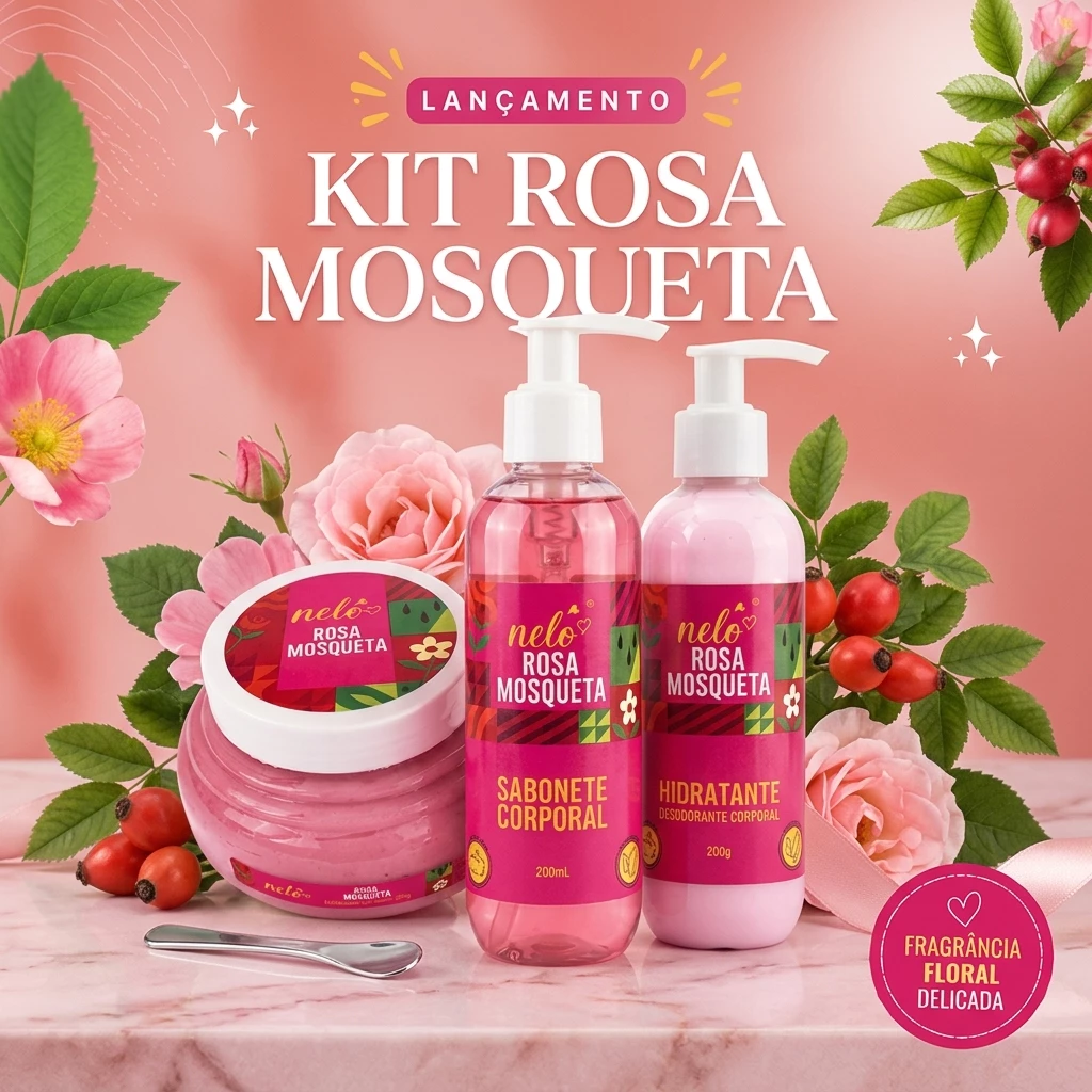 Kit Cuidados Corporais Rosa Mosqueta - Sabonete, Esfoliante Hidratante — imagem 1