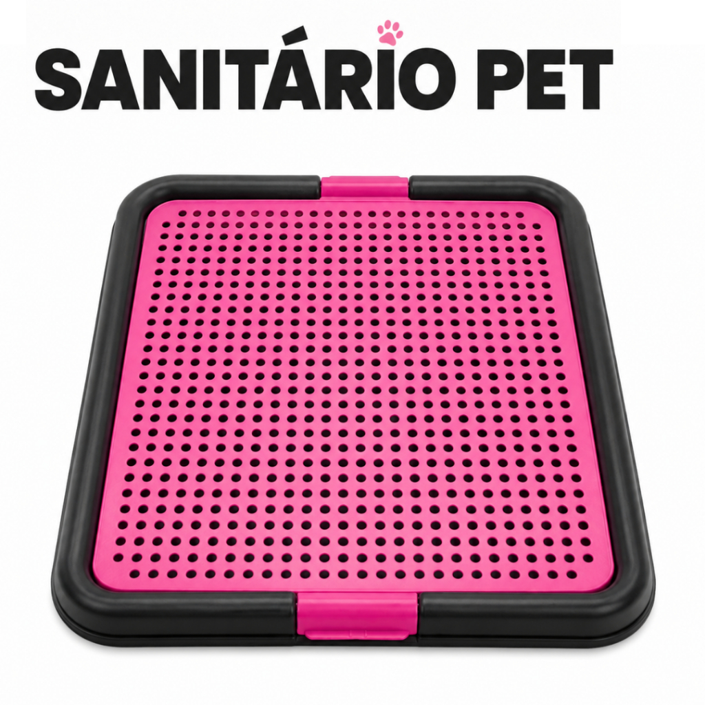Sanitário Pet Grande com Grade Tapete Higiênico para Cães Lavável com Kit Educador Xixi Sim e Não