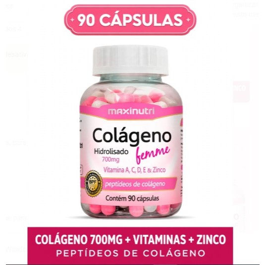 Colágeno Femme Vitaminas A-C-D-E + Zinco 90 Cápsulas Maxinutri