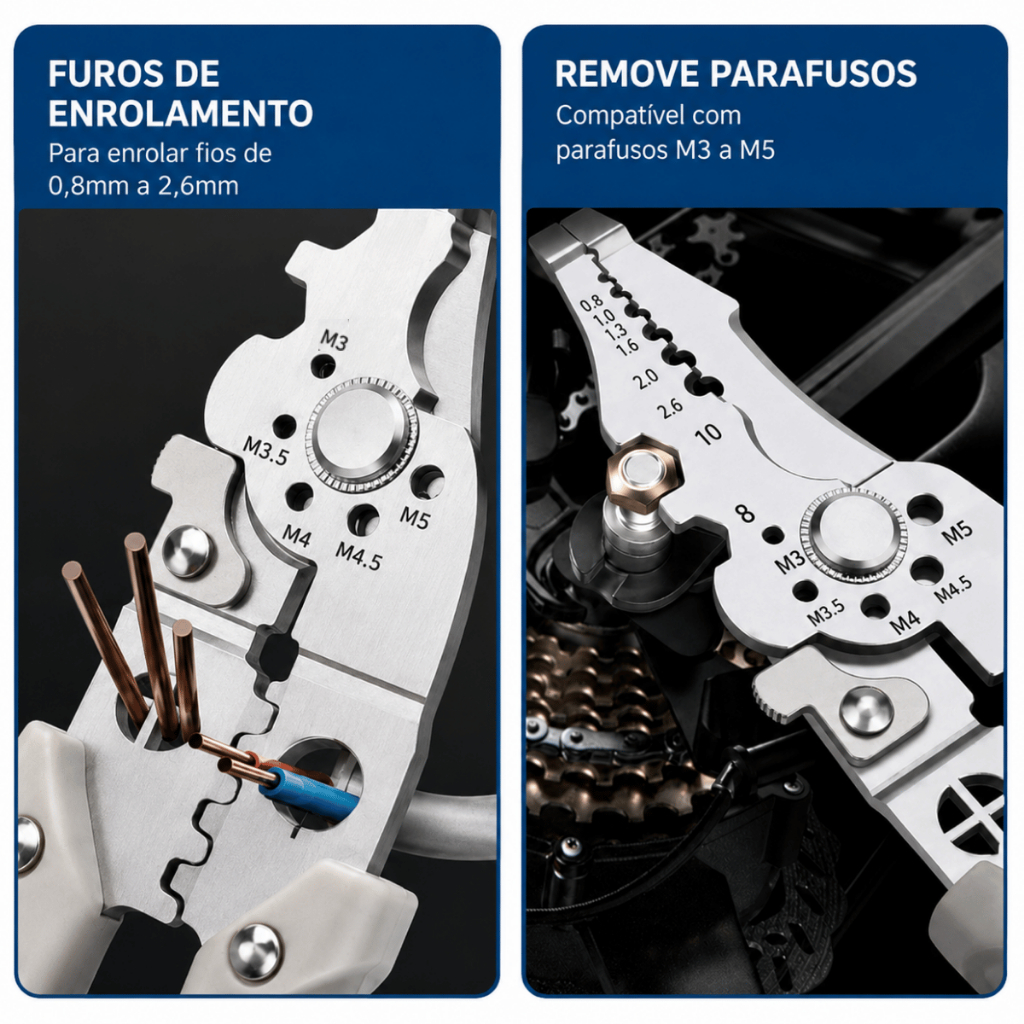 Alicate Multifuncional 10 Pol Desencapador Cortador de Fios para Eletricista em Aço Inoxidável LUATEK · foto 2