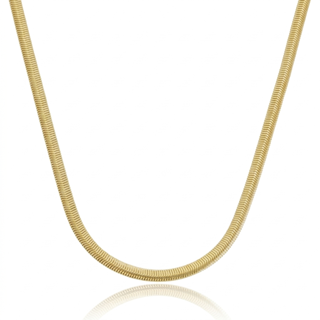 Colar Snake Malha Fina Maleável Banhado a Ouro Feminino Semijoia Elegante Delicado Potere Moderno