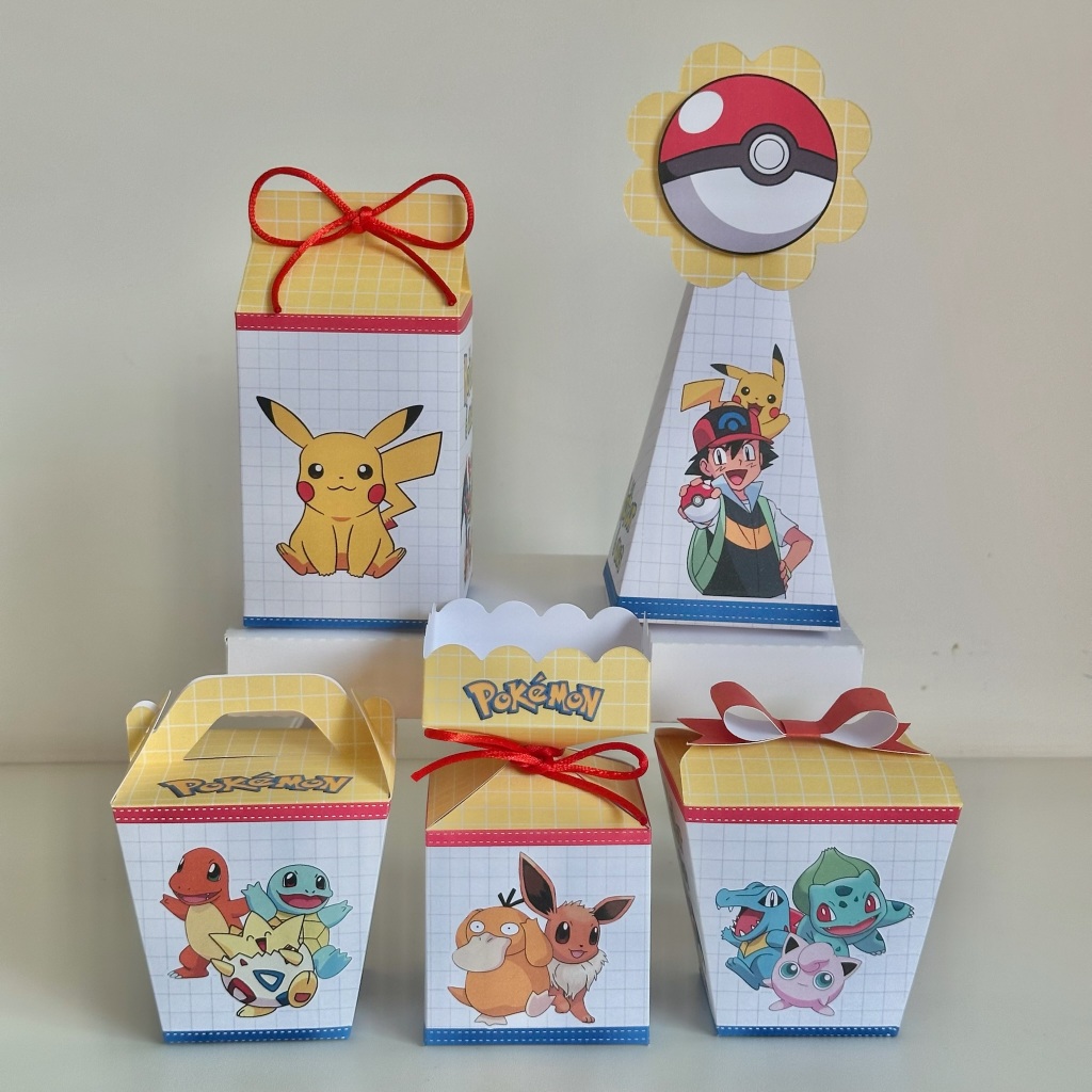 Kit Festa Pokemon Pegue e Monte - Lembrancinhas Personalizadas Caixinhas Personalizadas