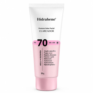 Protetor Solar Facial UVA-UVB Clareador FPS 70 Toque Seco Antissinais Oil Free 50g - Hidrabene