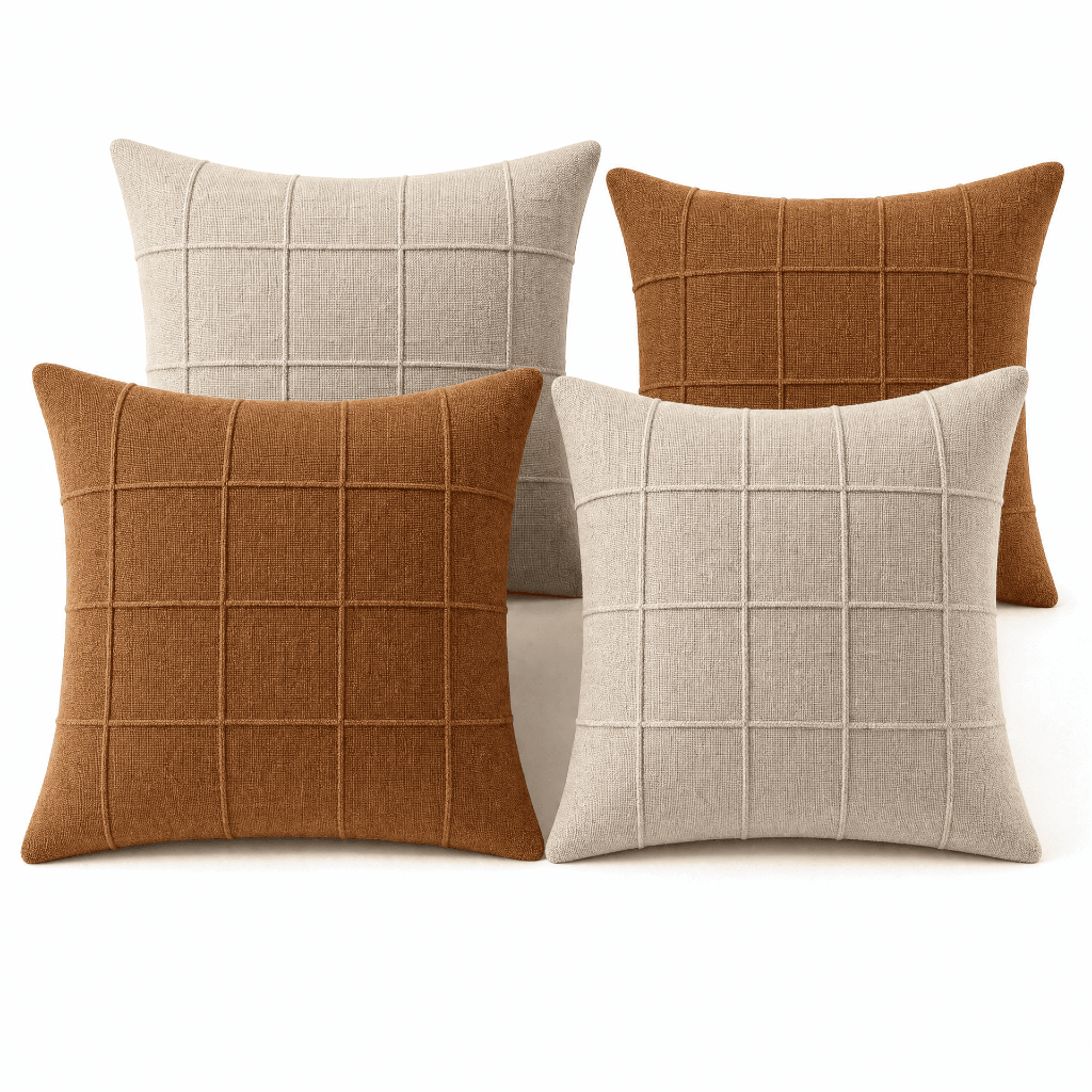 Kit 4 Capas de Almofada Decorativa Linho 40x40 Zíper Rústica Toque Macio Sofá Sala Quarto Decoração