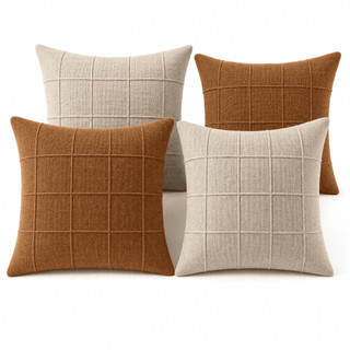 Kit 4 Capas de Almofada Decorativa Linho 40x40 Zíper Rústica Toque Macio Sofá Sala Quarto…