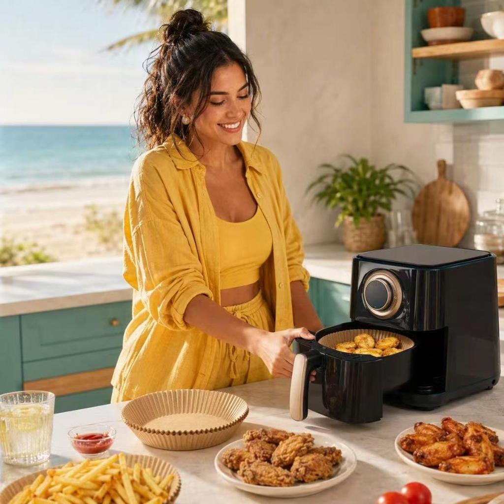 Tapete Forma De Airfry Descartável Redondo Antiaderente Para Cozimento