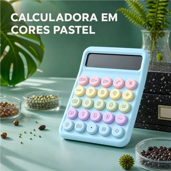 Calculadora de Mesa Pastel com Teclas Coloridas para Escritório Escola Estudos e Uso Diário