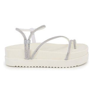 Sandália Papete Feminino Birken Brilho Ajustável com Strass Plataforma Alta Macia Confortável Moderna Tendência de Verão