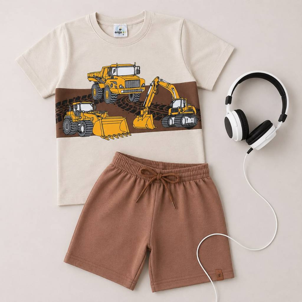 Conjunto Infantil De Verão Menino Camiseta E Bermuda Qualidade E Conforto