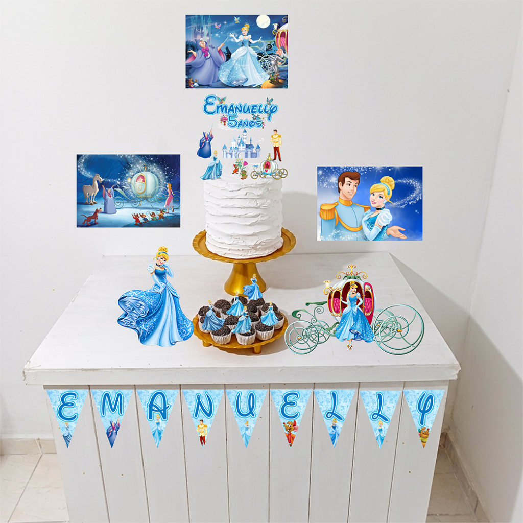 Kit Festa Cinderela Personalizado Só Um Bolinho Festa em Casa Aniversário Infantil adulto Mesversário  lembrancinha