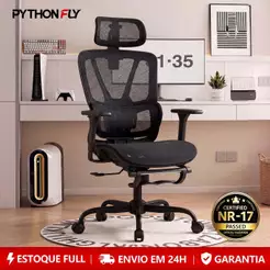 Cadeira de Escritório Ajustável com Pé, Braço 6D e Suporte Lombar - Ergonômica para Home Office e Estudo, 150kg