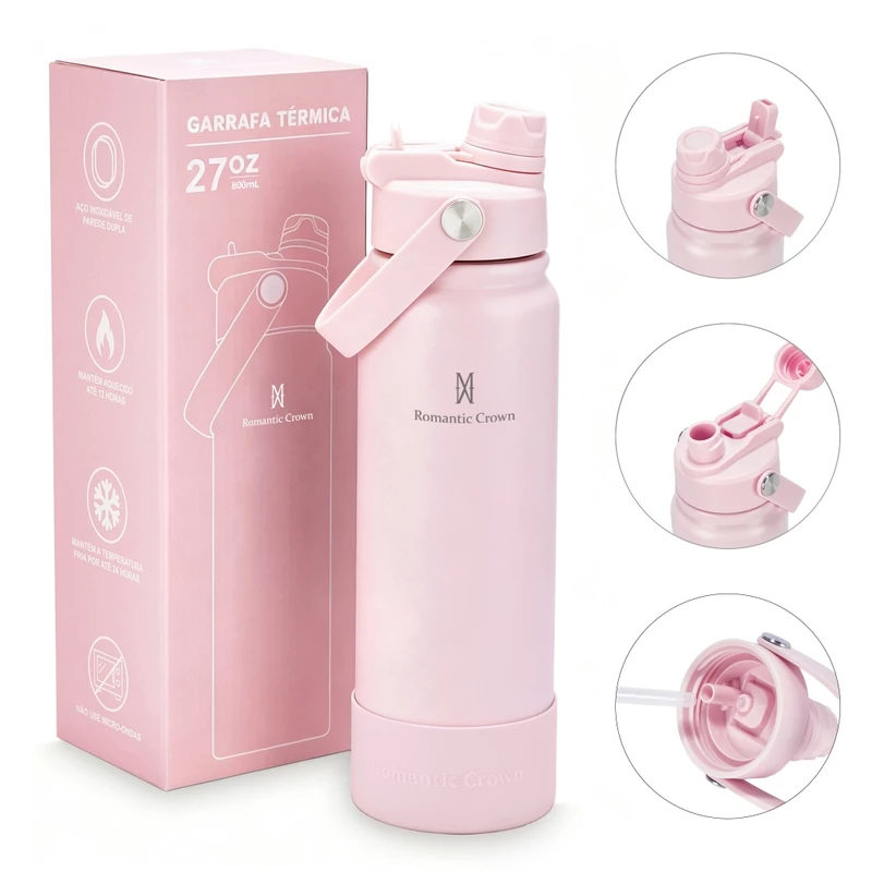 Garrafa Térmica Romantic Crown 800ml em Aço Inox 304 — foto 2