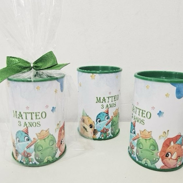 Cofrinho Personalizado Dinossauro Baby Verde | Lembrancinha Infantil | Aniversário