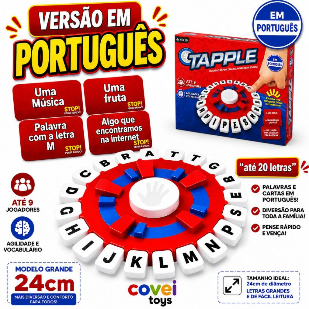 Jogo De Tabuleiro Stop Trava Letras Temporizador 10 Segundos Educativo Raciocínio Palavras Familía