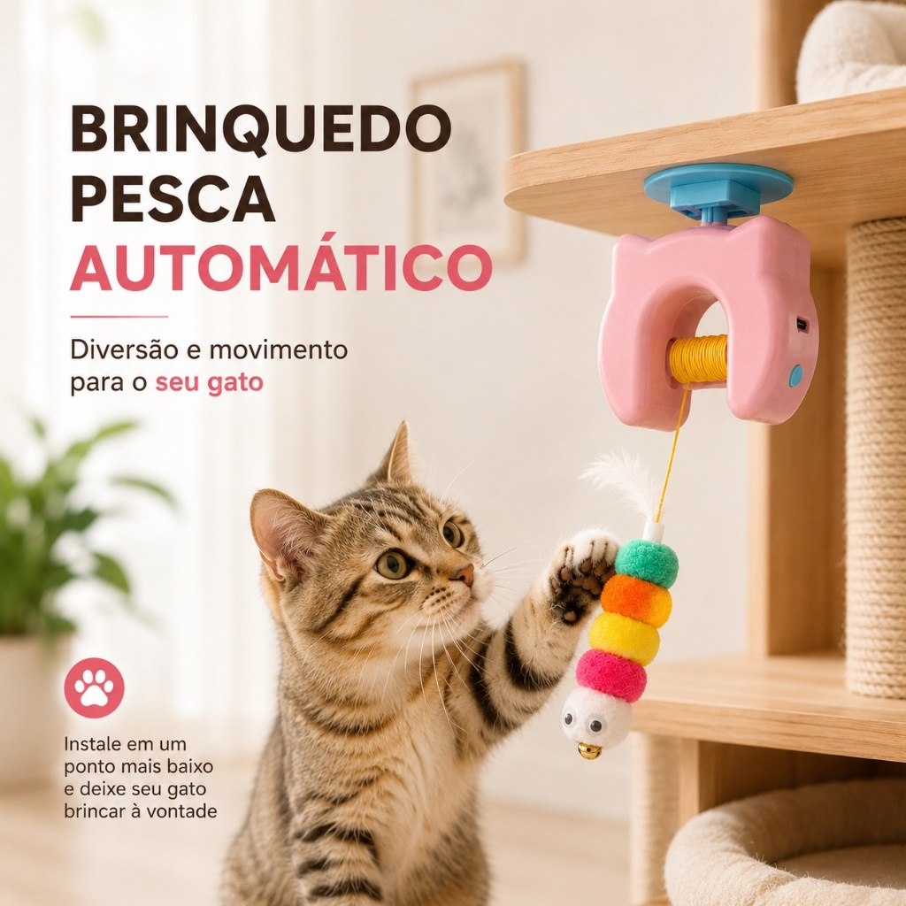 Brinquedo Para Gato Pesca corda Elástica Suspensa Automático Inteligente Interativo Recarregável