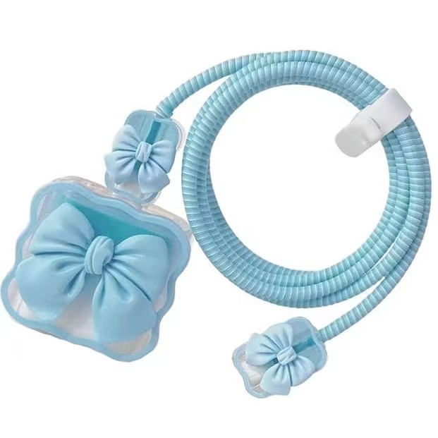 Capa de silicone para carregador mola com enrolamento de cabos para carregador iphone adaptador,18W 20W gravata borbolet — imagem 2 de 2