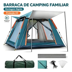 Camping Tent 4/5 People Large Balcony Barraca De Acampamento Grande Para Pessoas 215x215x145cm PortáTil 5 Praia Varanda