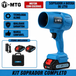 Soprador de Folhas Turbo Brushless 48V Portátil - Kit 2 Baterias Recarregáveis Alta Potência