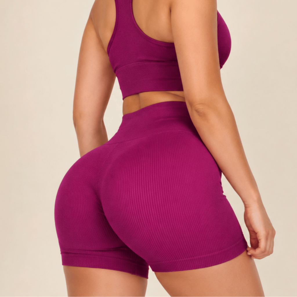 Shorts Zero Transparente Fitness Canelado legging Feminino Realça curvas Academia Premium Yoga