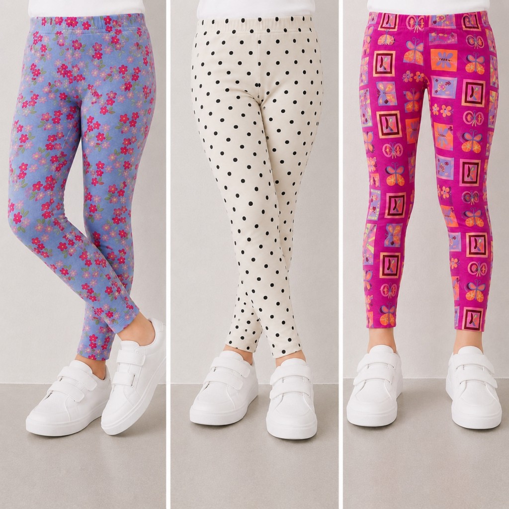 Kit 3 Legging Infantil Menina Sortidas e Estampadas 1 ao 12 Anos Roupa Infantil