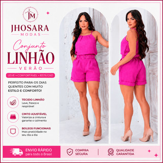 Conjunto Feminina Linhão Verão Blusa e Shorts Casual – Conjunto Feminino Verão Blusa Shorts Casual