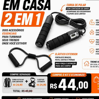 CORDA DE PULAR PROFISSIONAL E ELASTICO EXTENSOR