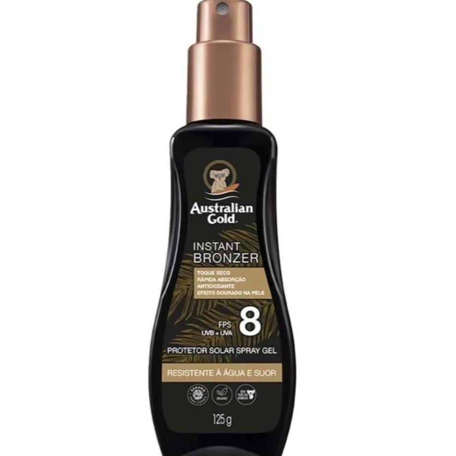 Protetor Solar Corporal FPS 8 Australian Gold - Instant Bronzer Spray Gel - 125ml