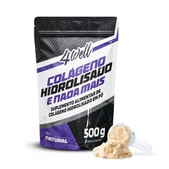 Colágeno Hidrolisado Bovino 4Well 500g em Pó Sem Sabor Suplemento Com Dosador