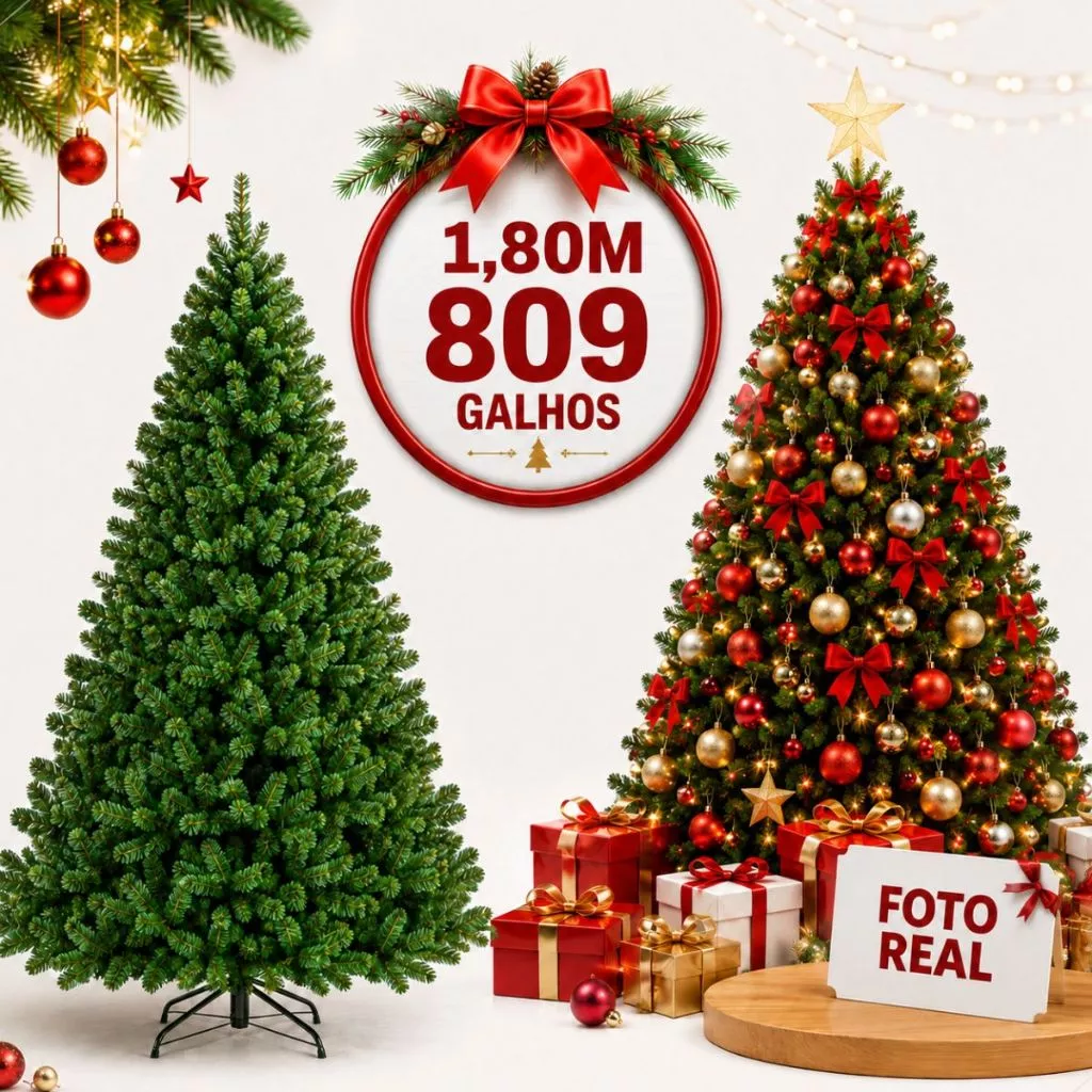 Árvore De Natal Pinheiro 1.80m 2.10m 2.40m 3.00m Super Cheia Premium Luxo Galhos Cheios Verde — imagem 1