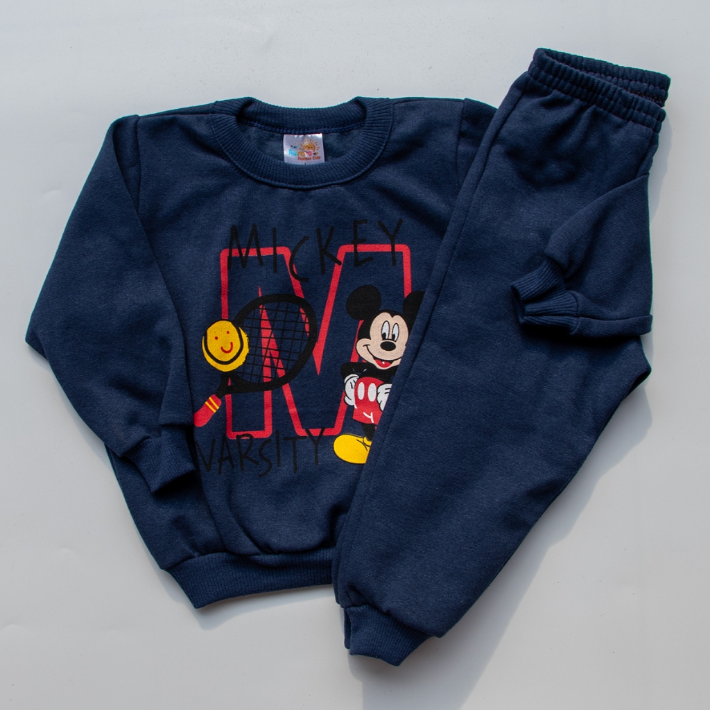 Conjunto Moletom Peluciado Blusa e Calça Inverno Menino Bebê Infantil