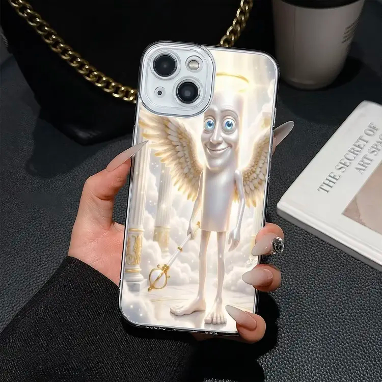 Capinha Transparente com 1 Angel Tung Tung Tung Sahur, Anti-Arranhões para iPhone 17 Pro Max, 16, 15