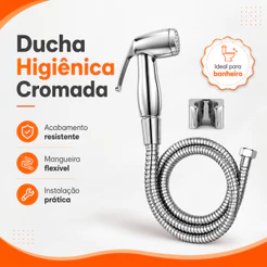 Ducha Higiênica Para Banheiro Completa Cromada Metal Inox 1,20m Chuveirinho