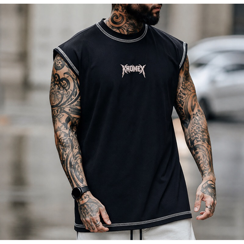 Camiseta Regata Oversized Masculina Premium Streetwear Academia Suedine 220g Confortável
