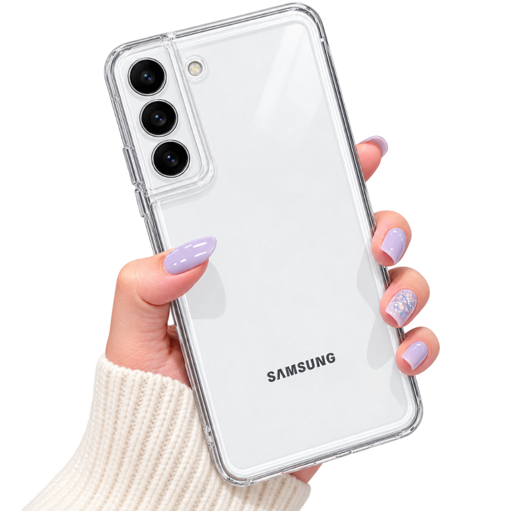 Capa Case Fina Acrílica Bordas de Silicone Transparente Rígida p/ Samsung A05 A33 A35 A55 S20 S21FE